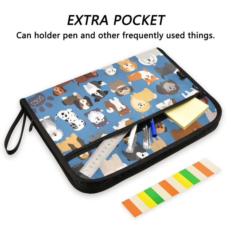 ZZKKO Cute Dogs 13 Pockets Expanding File Folder with Sticky Labels Accordion File Folder Document Organizer Letter Size A4 Papers Expandable File Keeper - Image 2